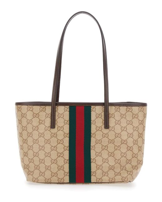 Gucci White 'Essence' Tote Bag With Two Top Handles And Automatic Button Closure