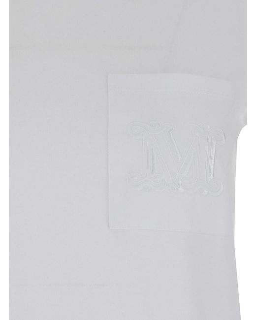 T-Shirt Con Taschino Con Logo di Max Mara in White
