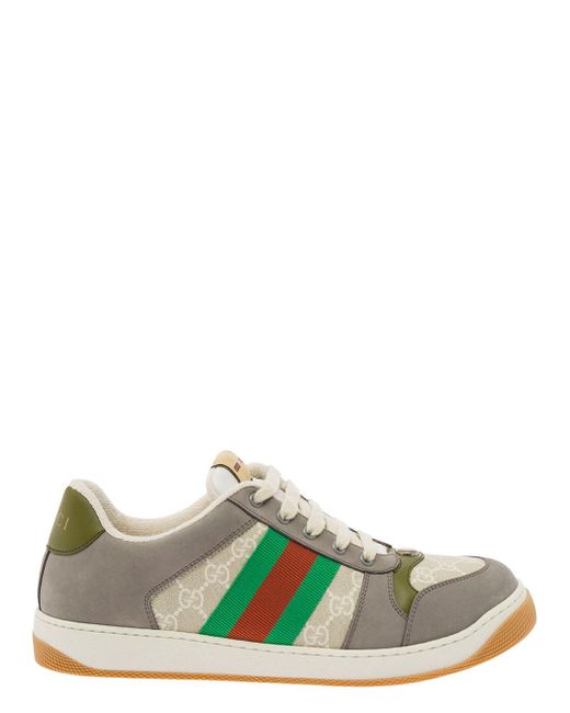 Gucci Green 'Screener' Low Top Sneakers With Web Detail for men