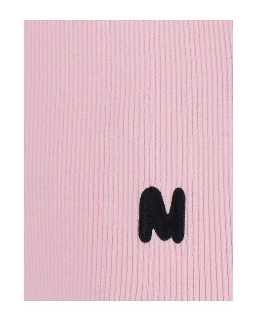 MSGM Pink Polo Shirt Viscose Ribbed