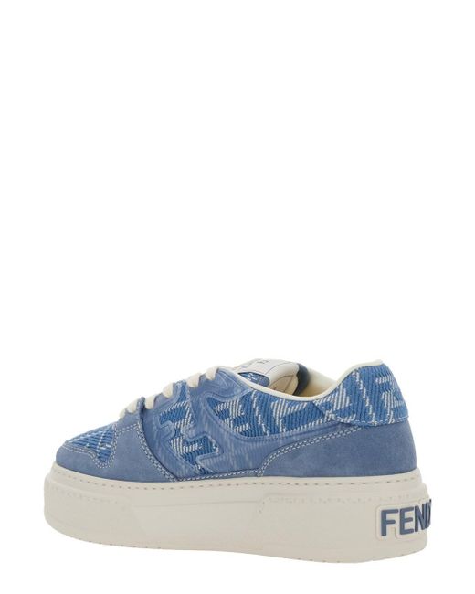 Sneaker 'Match' Con Motivo Ff All-Over E Platform di Fendi in Blue