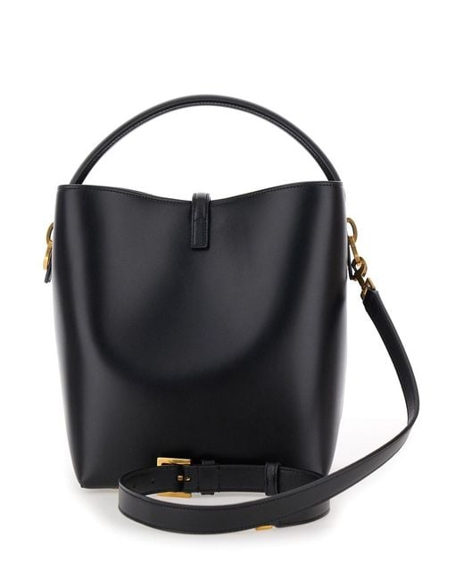 Saint Laurent Black 'Le 37' Bucket Bag With Cassandre Closure