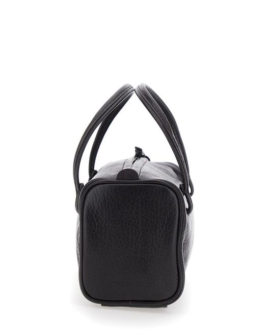 NOTHING WRITTEN Black Handbag With Leather Handles And Zip Closure