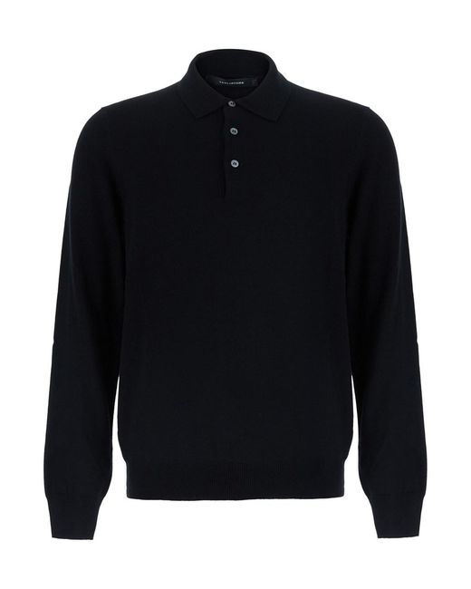 Tagliatore Blue Polo Collar With Long Sleeves And Button Closure for men