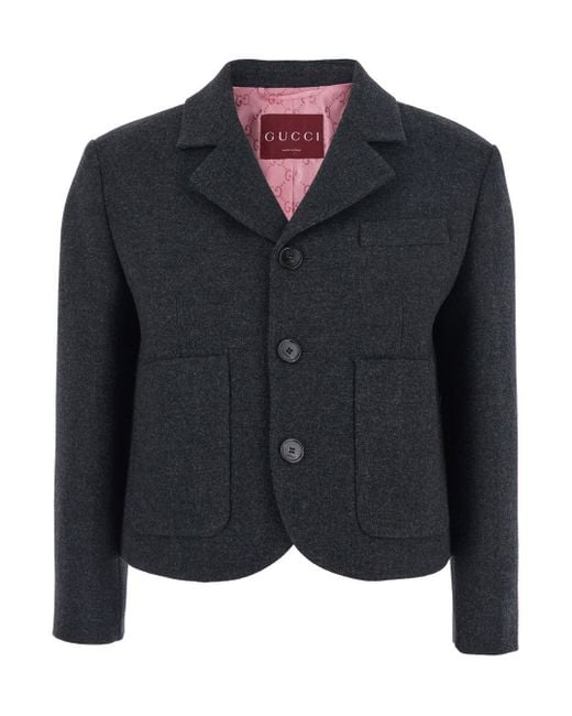 Gucci Black Single-Breasted Jacket With Notched Revers