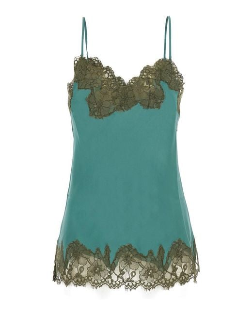 Gold Hawk Green Marilyn Bias Camie Top With V-Neck And Silk Details, W