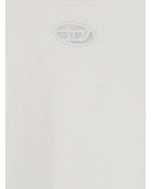 DIESEL White 'Angie' T-Shirt With D-Logo Plaque On The Front