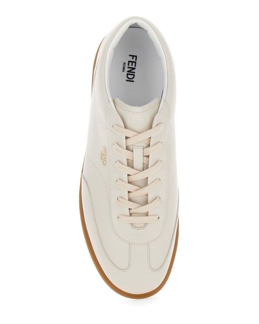 Fendi White Low Top Sneakers With Lettering for men