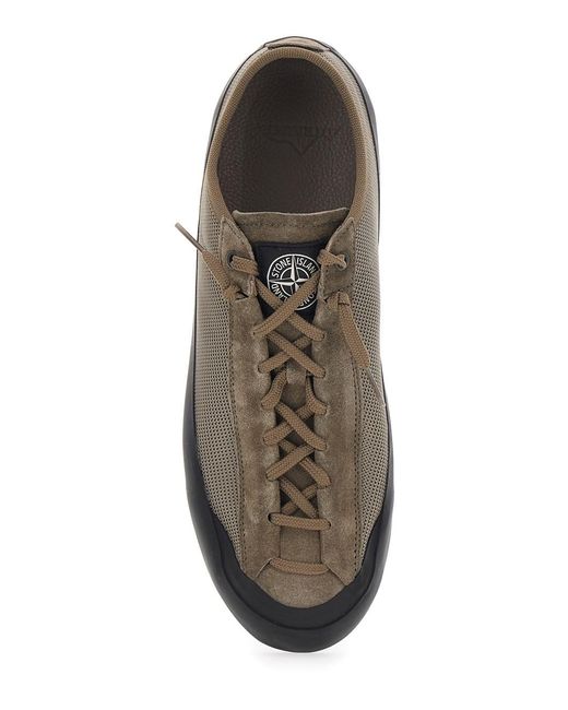 Stone Island Gray Low Top Sneakers With Logo Patch On The Tongue for men
