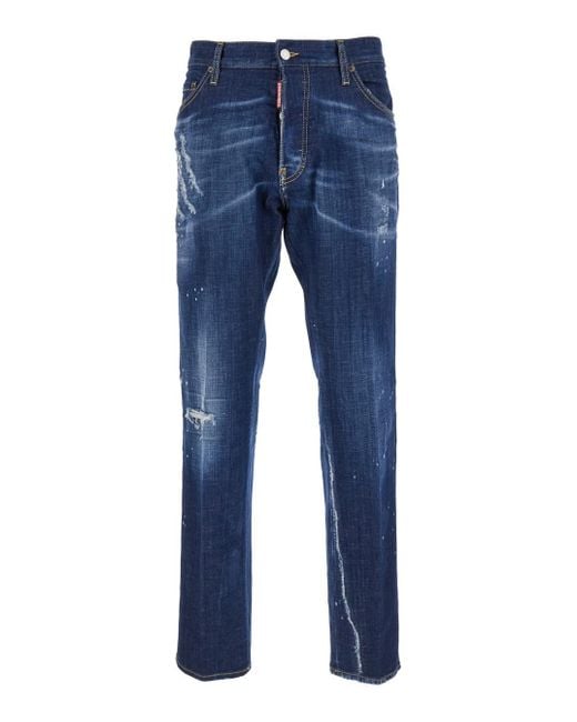 DSquared² Blue 'Cool Guy' Straight Jeans With Faded Effect for men
