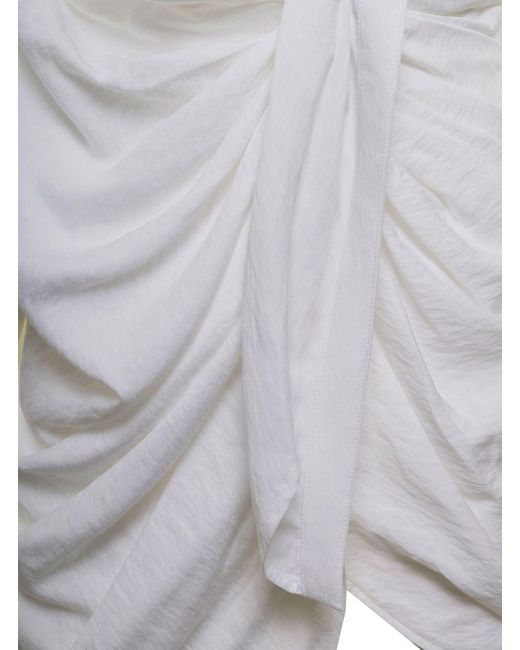Jacquemus White 'La Robe Bahia' Short Draped Shirt Dress