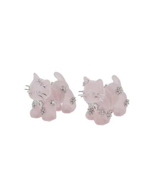 YVMIN Pink Split Kitten Earrings With Elegant Metal Details