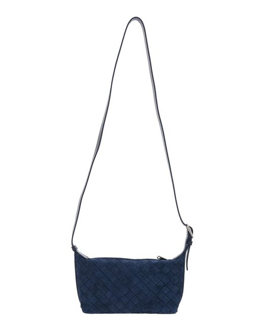 Bottega Veneta Blue Crossbody Bag With Adjustable Strap And Intreccio Motif for men