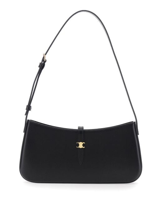 Céline Black 'Tina' Shoulder Bag With Shoulder Strap And Triomphe Plaq