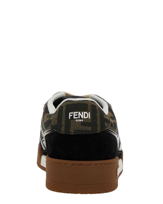 Fendi Black ' Match' Low Top Sneakers With Ff Appliqué