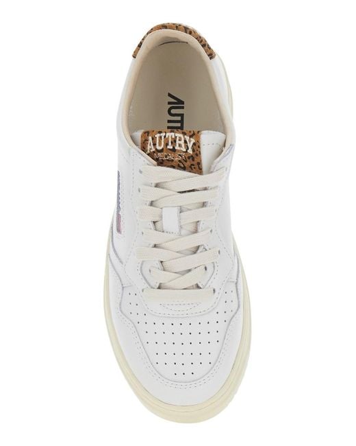 Autry White 'Medalist' Low Top Sneaker With Logo Patch On Tongue And L