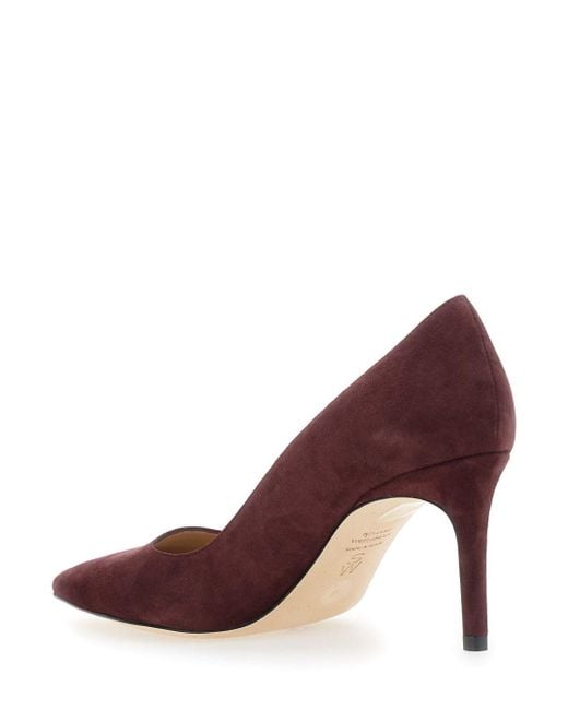 Stuart Weitzman Brown Bordeaux Pumps With Pointed Toe And High Stiletto Heel