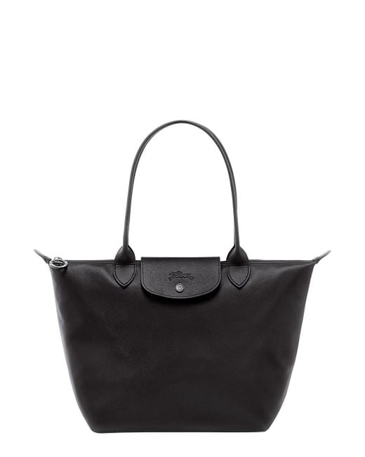 Longchamp Black Leather Tote Bag