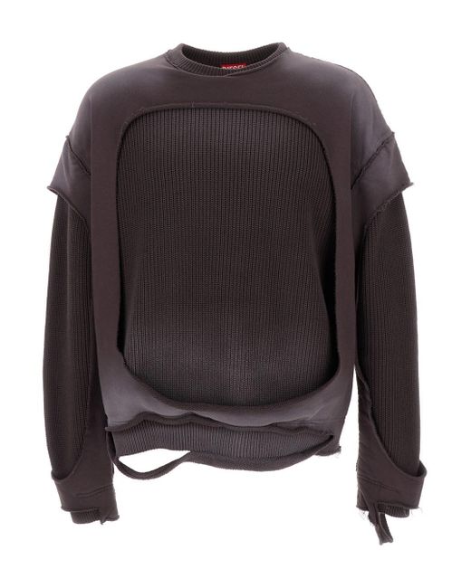 DIESEL Black 'K-Osbert' Ripped Sweatshirt for men