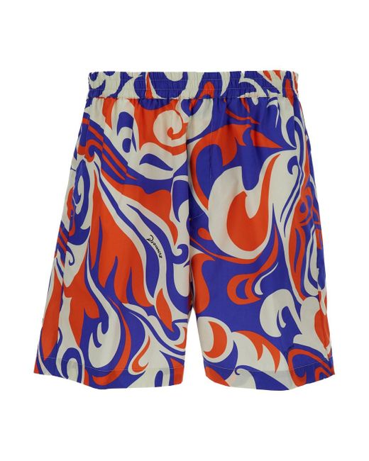 DSquared² Blue Multicolored Palm Beach Waves Shorts for men