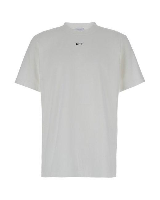 Off-White c/o Virgil Abloh Gray Off- Crewneck T-Shirt With Contrasting Off Print for men