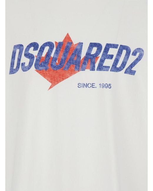 DSquared² White T-Shirt With Logo Print On The Front for men