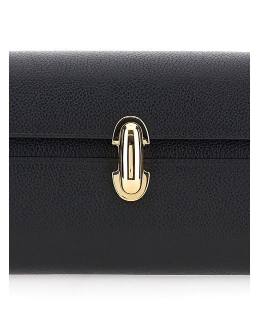 SAVETTE Black 'Symmetry' Shoulder Bag With Front Plaque Closure