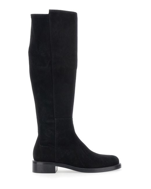 Stivali Al Ginocchio Con Tacco Basso Largo di Stuart Weitzman in Black