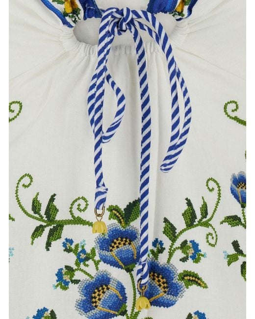 Farm Rio White Maxi V-Neck Dress