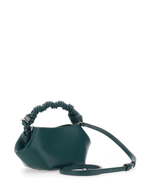Ganni Green Handbag With Magnetic Closure And Leather Details For Wome