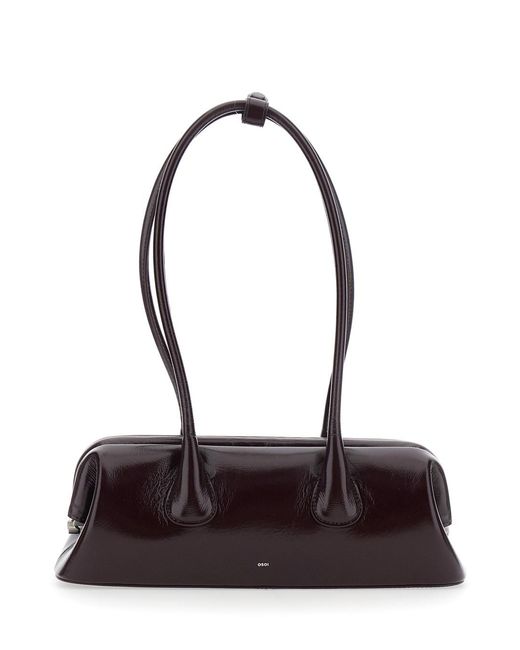 OSOI White Boatwide Mini Bag With Leather Details And Color For Wom