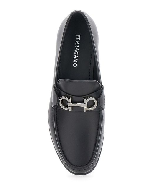 Ferragamo Gray 'Avril' Loafers With Gancini Plaque On The Front for men