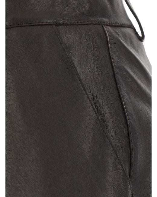 P.A.R.O.S.H. Gray Leather Skirt With Chic Details And
