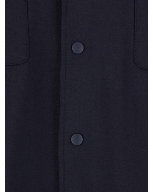 Aspesi Blue Double Shirt With Classic Collar And Long Sleeves for men