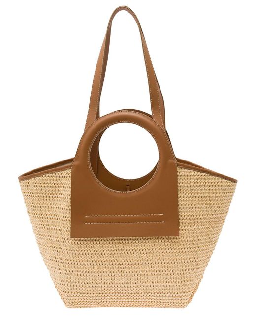 Hereu Brown 'Cala S Raffia' And Handbag With Leather Handles In