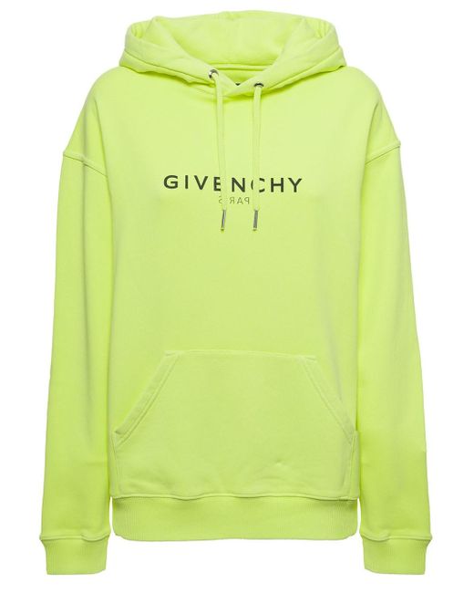 Givenchy Yellow Fluo Cotton Hoodie With Logo