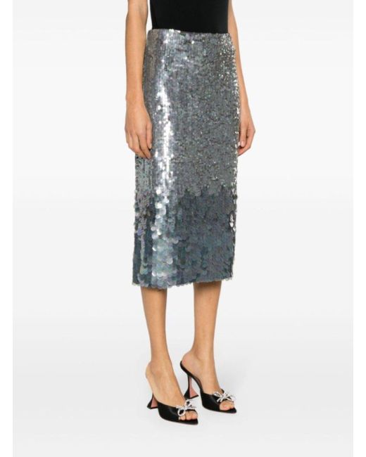 P.A.R.O.S.H. Blue Midi Skirt With Sequins