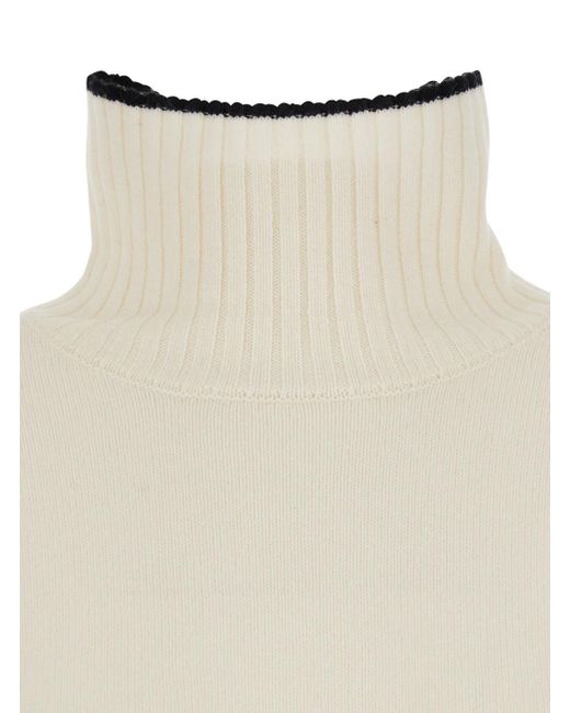 Maglione Con Collo Alto E Logo Sul Retro di Pinko in White