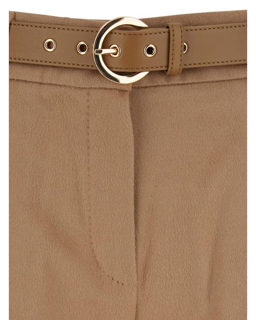 Max Mara Natural 'Paride' Trousers With Belt And Front Pleats