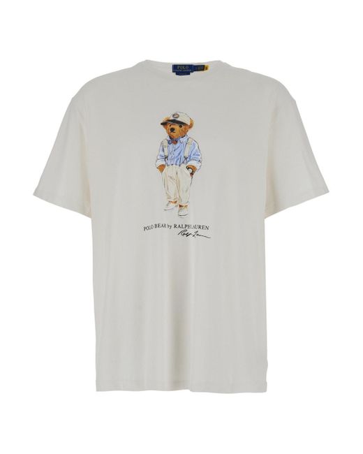 Polo Ralph Lauren White T-Shirt With Logo Teddy Bear for men