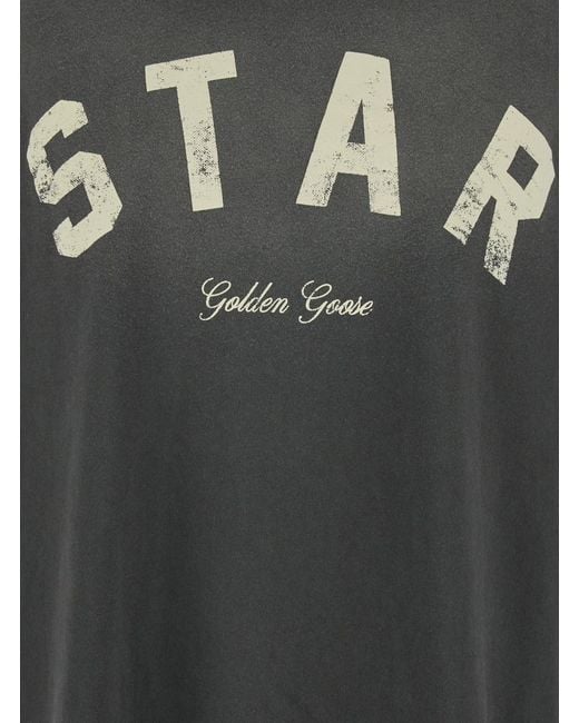 Golden Goose Deluxe Brand Gray Crew Neck T-Shirt With Front Print for men