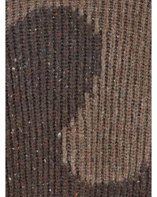 ERL Brown Knit Crewneck Sweater With Bicolor Motif for men