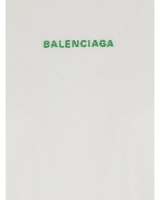 Balenciaga White Crew-Neck T-Shirt With Logo Lettering On Front And Ba for men