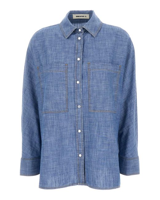 Semicouture Blue Denim Oversize Shirt