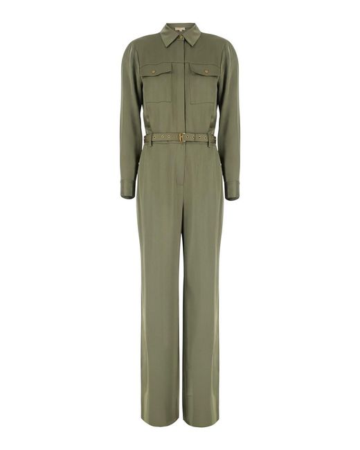 MICHAEL Michael Kors Green Jumpsuit 'Satin Ls Jumpsuit' With Long Slee