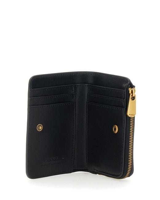 Pinko Black Wallet Love Birds Leather