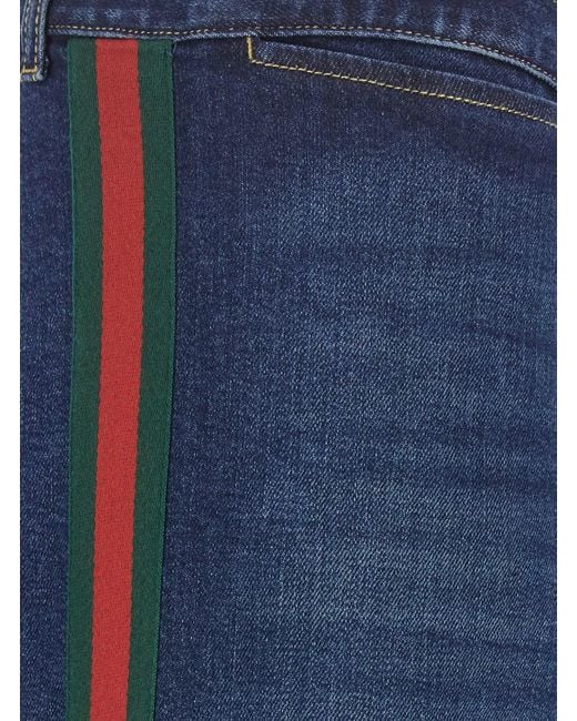 Gucci Blue Low-Rise Jeans With Web Stripe On The Side And Flared Leg for men
