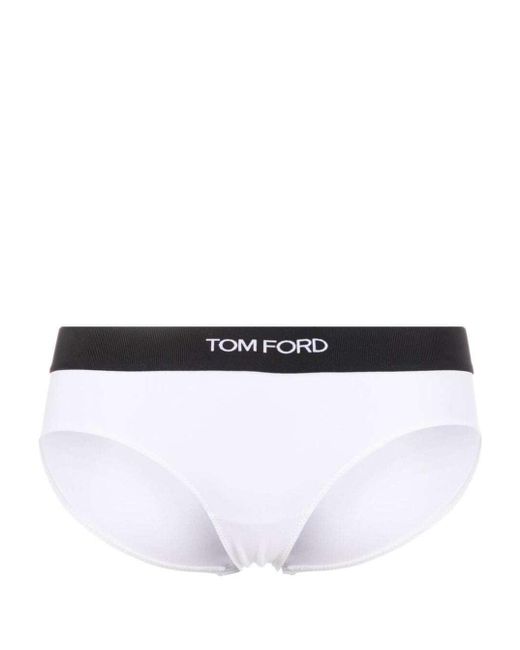 Slip 'signature boy short' con fascia logo in jersey stretch di Tom Ford in White