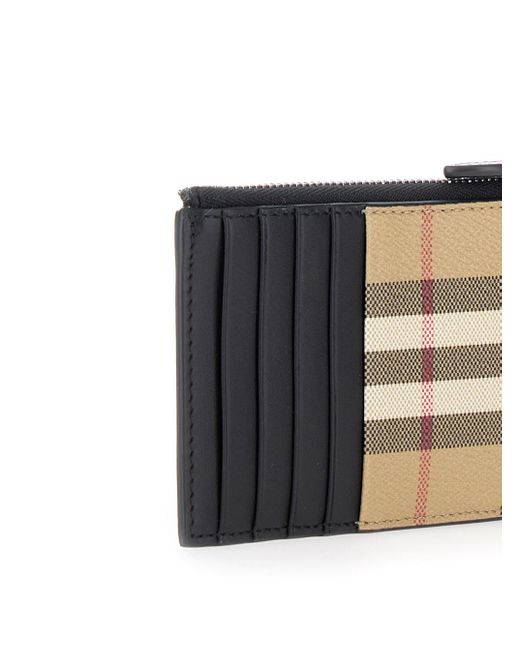 Burberry Natural And Card-Holder With Vintage Check Print for men