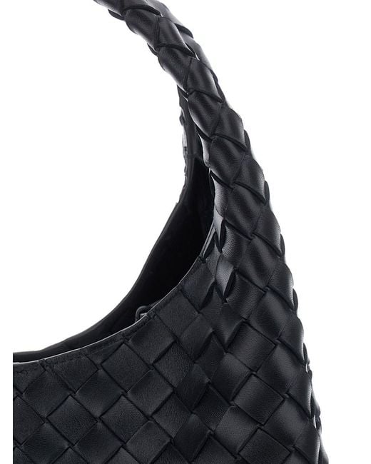 Bottega Veneta Black 'Campana' Shoulder Bag With Intreccio Motif